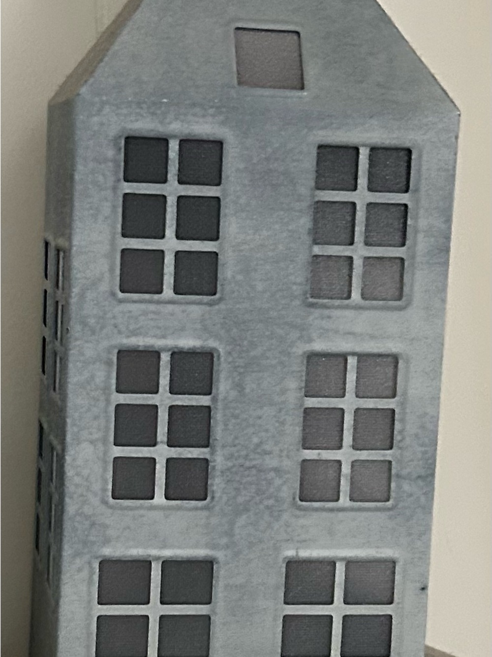 Grey Metal Decorative Candle Holder House